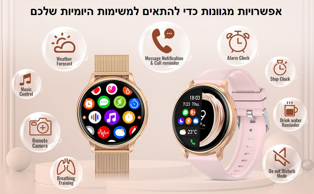 שעון חכם עם שיחות Bluetooth וניטור בריאות